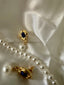 lirio de agua - Blue sapphire Classic and vintage pearl gold plated earrings